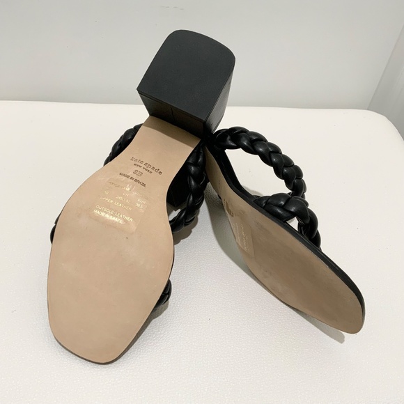 Kate Spade Juniper Black Leather Block Heel Slide Sandals Pumps Dress Shoes 8 - Picture 7 of 10